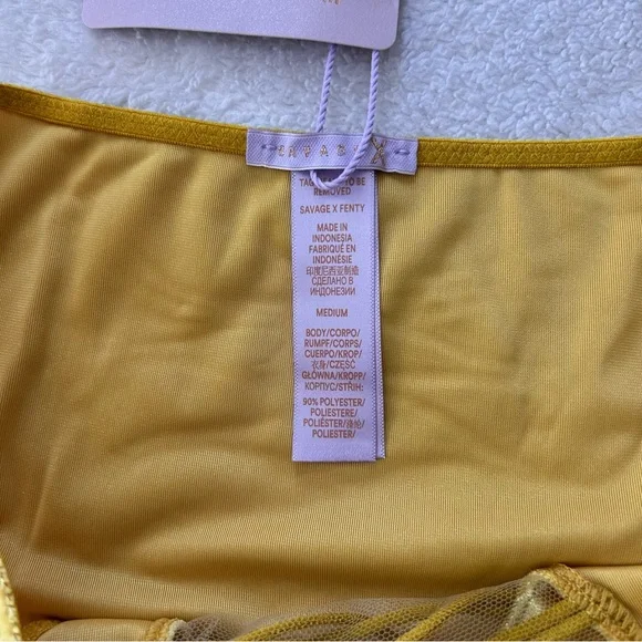 SAVAGE X FENTY Velvet Vixen Brazilian Panty in Honeycomb Yellow Sz M NWT - Picture 8 of 10